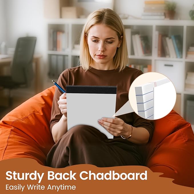 Legal Pads 8.5 X11.75, Narrow Ruled Notepads, 6 Pack, 30 Sheet/Pad, White Legal Pads, Tear Off Notepad, Perforated Writing Pad, Notebook Paper College Ruled, Notepads for Office Home School, Notepad