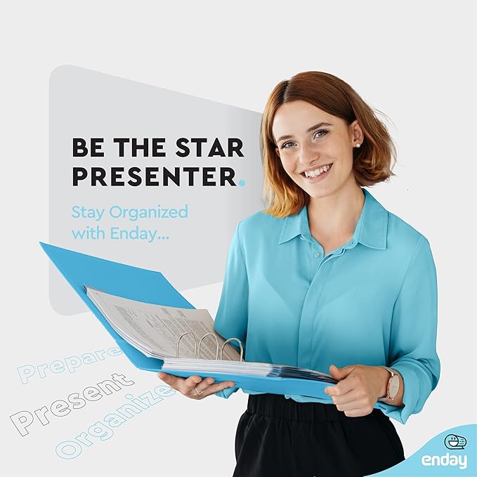 3 Slant D-Ring Binder 3 Inch Blue, 3 in Clear View Cover with 2 Inside Pockets Binder, Heavy Duty Colored School Supplies Binders,Also Available in Green, Grey, Purple, Red, Pink (24 PC) – by Enday