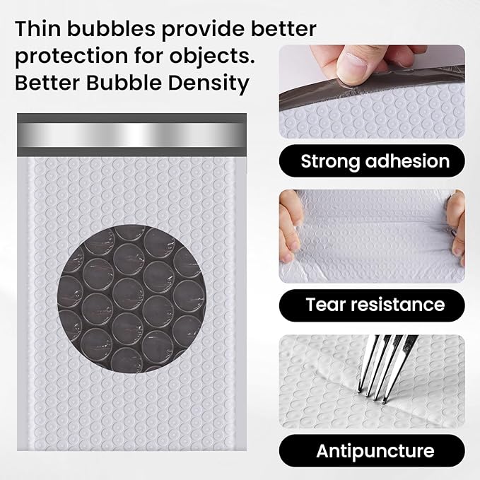 Bubble Mailers 6x10inch 100Pack Gray Bubble Mailers Self-Seal Padded Mailing Envelopes Bubble Opaque Padded Mailer for Small Businesses to Package and Mail Jewelry Cosmetics#0（white，gray）