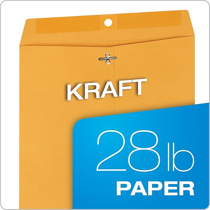 Quality Park 10 x 12 Clasp Envelopes with Clasp Closure and Gummed Seal, Great for Filing, Storing or Mailing Documents, 28 lb Brown Kraft, 100 per Box (QUA37895)