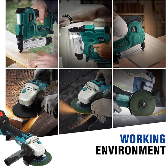 Cordless 18GA Nail Gun and Angle Grinder with Battery and Charger, 2 in 1 Nails/Staples &Brad Nailer and 7/8" Angle Grinder,for Woodworking, Flooring, Roofing and Upholstery