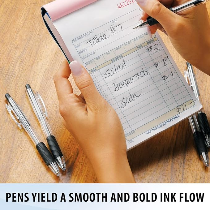 Inc. ClipClicks Retractable Ballpoint Pens - Bulk 1.0-mm Medium-Point Pen Set With Comfort Grip for School, Office, Writing, and Journaling, 50 Count, Black