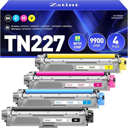 TN227 Toner Cartridge 4-Pack High Yield Replacement for Brother TN-227 TN223 Toner Compatible with Brother HL-L3270CDW HL-L3230CDW HL-L3210CW HL-L3290CDW MFC-L3710CDW MFC-L3750CDW MFC-L3770CDW Printer
