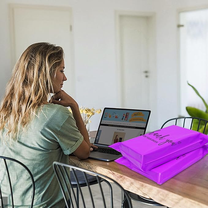 JinRuiKJ Thank You Poly Mailer 10x13 Inch 25 PCS, Shipping Bags for Clothing, Packaging Bags for Small Business, Strong Adhensive, Waterproof and Tear-Resistant Mailing Envelopes, Purple