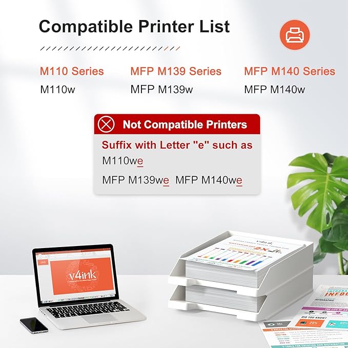 v4ink 141A 141X Toner Cartridge (with CHIP) Replacement for HP 141A W1410A W1410X 141X Black Toner Cartridge use for HP Laserjet M110w MFP M139w M140w Priner, High Yield 2,000 Pages-2 Pack