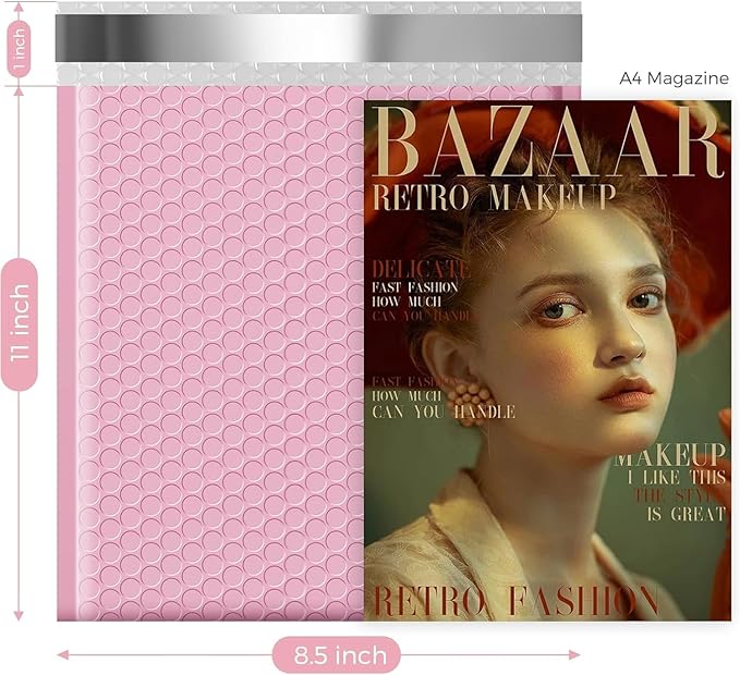 Fuxury Bubble Mailer 8.5x12 250 Pack,Light Pink#2 Poly Bubble Mailers,Self Seal Padded Envelopes,Waterproof Bubble Mailing Envelopes,Cushioning Packaging Bags for Books,Clothes, Makeup Supplies