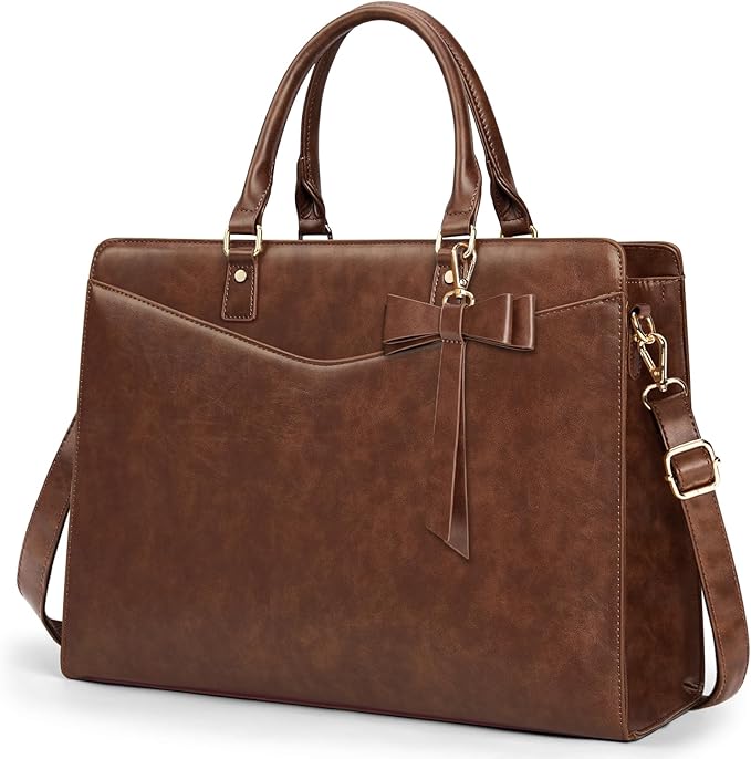 RAINSMORE Laptop Bag for Women 15.6 Inch PU Leather Laptop Tote Professional Business Office Work Bag Waterproof Briefcase Computer Tote Bag Large Lightweight Handbag Shoulder Bag