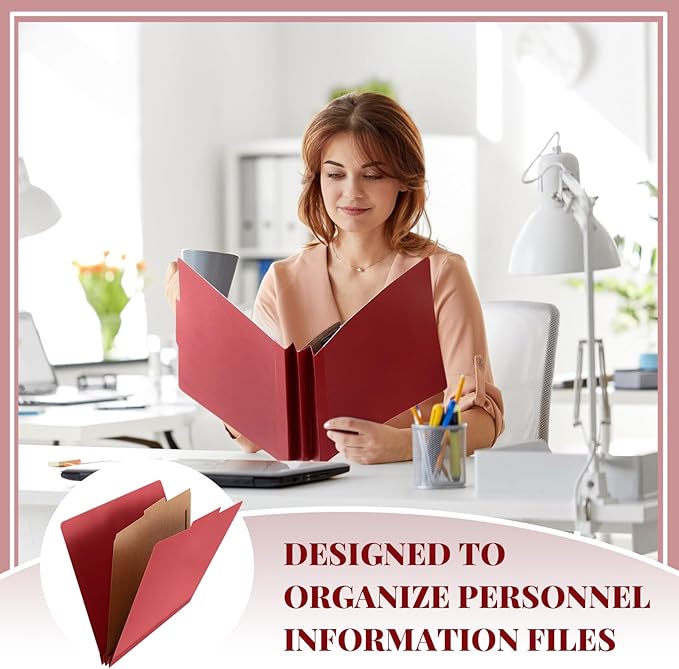 Skyygemm 60 Pcs Classification Folders Letter Size, 1 Divider Pressboard File Folder with Fasteners, Expanding File Organizer Bulk for Teachers, Clergy, Office, Church, Christmas Donations (Red)