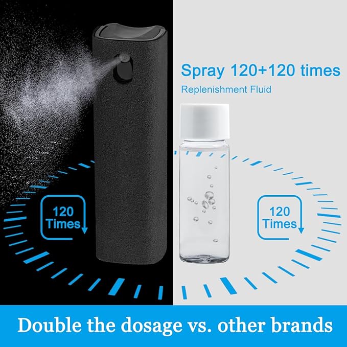 walrfid Screen Cleaner Touchscreen Mist Spray, walrfid Cleaning Kit for Electronic Smart Phone TV, Laptop, Tablet, PC, Computer LCD Flat Screens, Compatible with iPhone iPad MacBook Pro - Black
