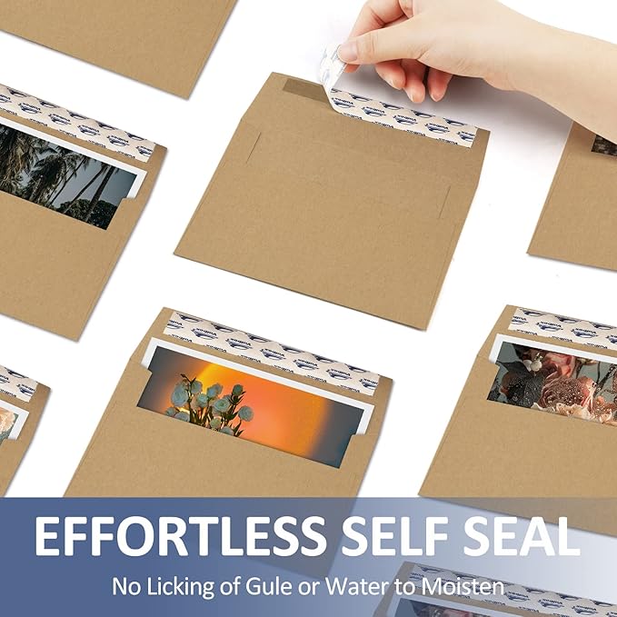 ValBox 200 Qty A7 Invitation Envelopes 5 x 7, 120GSM Brown Kraft Paper Envelopes for 5x7 Cards, Self Seal, Weddings, Invitations, Baby Shower, Stationery, Office, 5.25 x 7.25 Inches