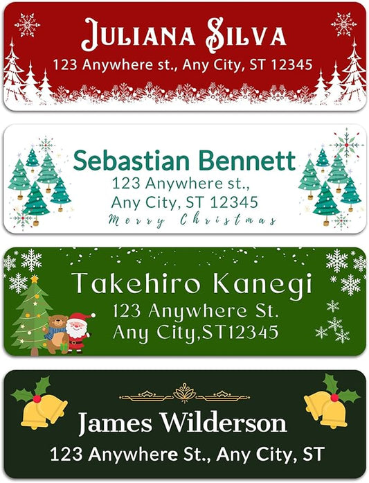 Personalized Return Address Labels - Custom Address Labels with Monogram (Cozy Christmas Nook)
