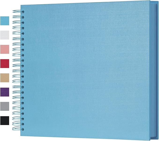potricher 12 x 12 Inch Large DIY Scrapbook Photo Album 80 Pages Thick Kraft Blank Blue Paper Memory Book for Wedding and Anniversary Family (Blue, 12 Inch)
