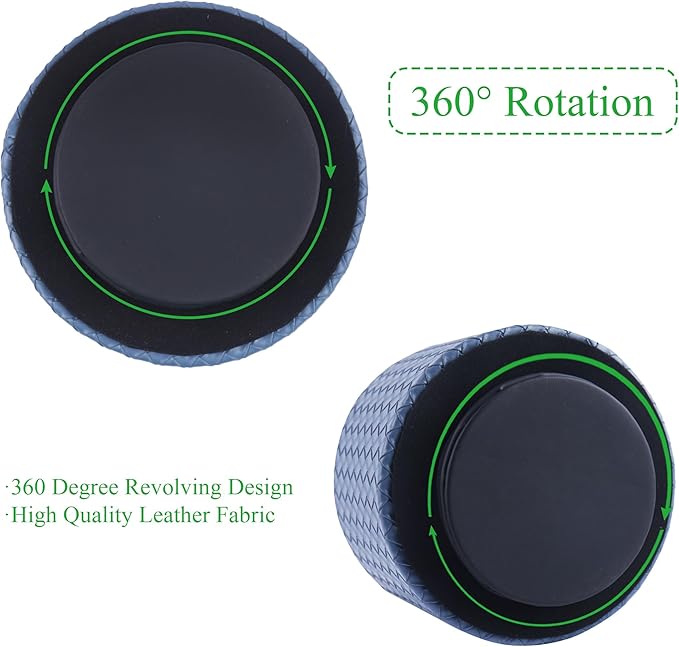 Hennaja Round Leather Art Supply Organizer,Remote Control Holder,360 Degree Spinning,Multi-Functional Pencil Holder,4 Compartments Desktop Stationary Organizer(1-Weave Blue)