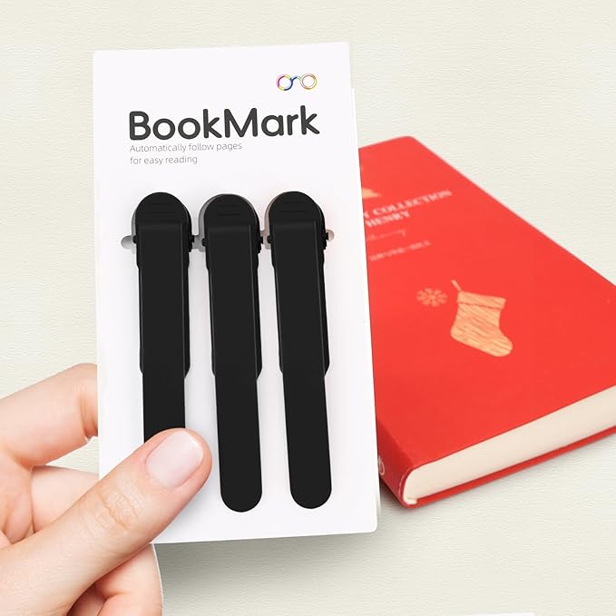 SMUK 3 Pieces Automatic Silicone Bookmarks, Page Holder Clip Bookmarks for Reading Women Men Book Lovers, Book Page Keeper Book Markers Reading Accessories Gifts