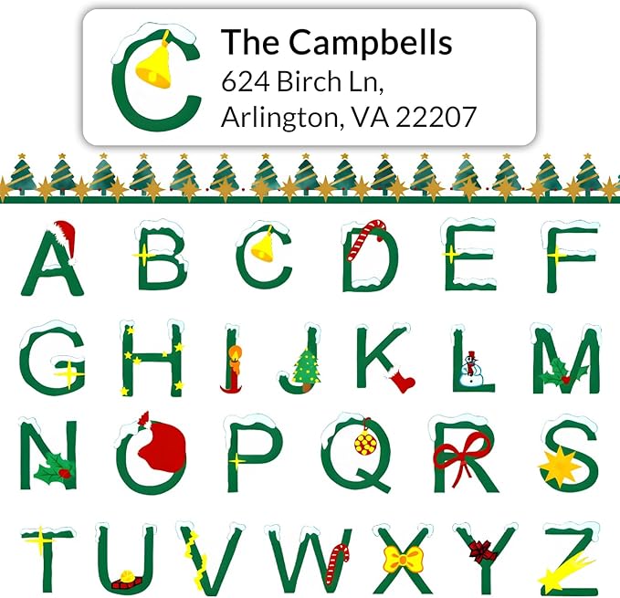 Personalized Return Address Labels - Custom Address Labels with Monogram (Everwhite Greetings)