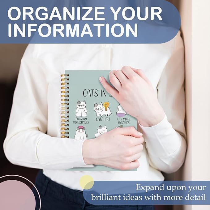 SNNDER Science Cat Notebook Journal, Science Teachers Gift, Funny Cat Gifts for Cat Lovers, Cat Lady Mom Gifts, Cat Office Supplies, Hardcover Spiral Notebook 5.5x8.3 Inch