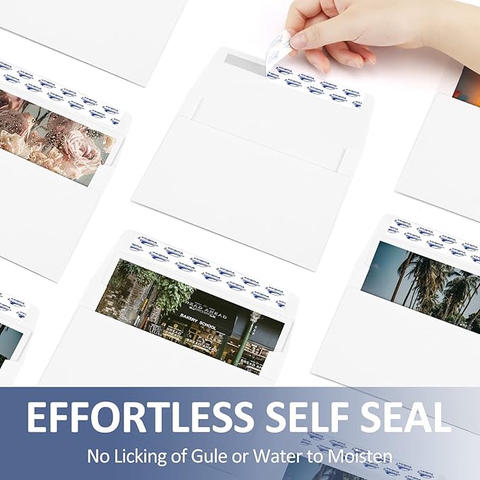 ValBox A6 Envelopes Self Seal 6.5 x 4.75" White Kraft Paper Invitation Envelopes for 4x6 Cards, Photos, Invitations, Weddings, Baby Shower, Birthday, Announcements, RSVP (Pack of 200)