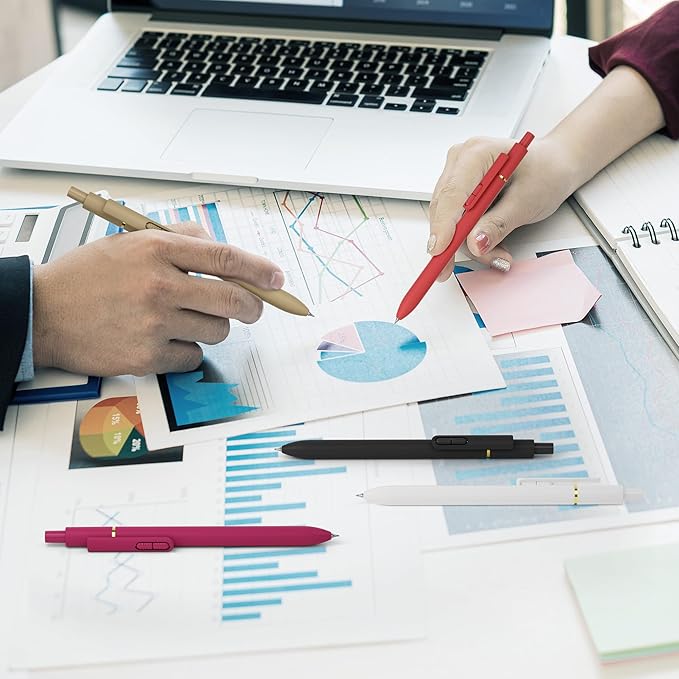 8Pcs Gel Pens with Black Ink, Fine Point Smooth Writing Pens, Quick-dry Gel Retractable Pens for Journaling Note Taking, Cute Office School Supplies for Adults Kids (0.7mm, Bright)