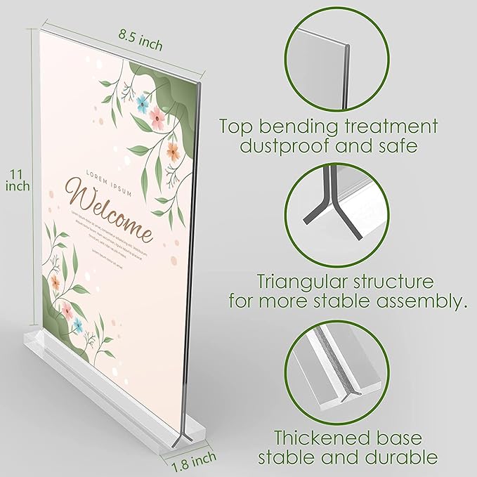 TONICE Acrylic Sign Holder 5 x 7 inch 6 Pack Double-Sided Plastic Sign Holder Stand Vertical Display Table Top Sign Holder for Office, Restaurants, Store, Wedding, Party