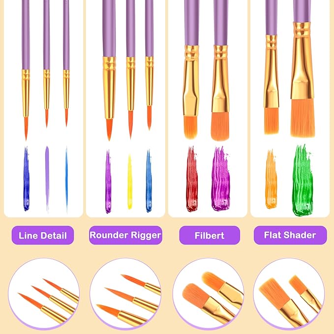 ESRICH Paint Brushes Set,2 Packs 20 Pcs Acrylic Paint Brush Set,Watercolor Oil Acrylic Nylon Hair Brushes,Artist Paintbrushes for Acrylic Oil Watercolor Painting Artist Professional Kits,Purple