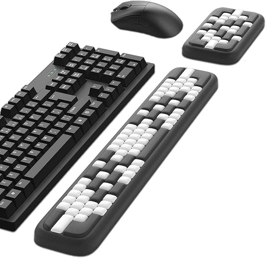 MEKASS Keyboard Wrist Rest, Ergonomic Wrist Pad, Soft Memory Foam Keyboard Hand Rest with Non-Slip Base, Easy Typing, Pain Relief, Comfort Support for Office Work Gaming Accessories (Black White)