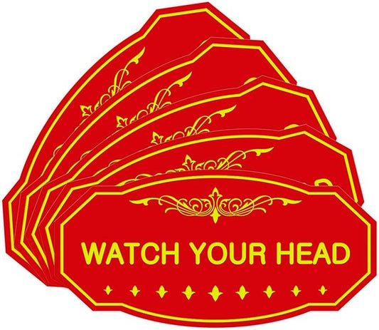Signs ByLITA Victorian Watch Your Head Sign (Red/Yellow) - Medium 5 Pack