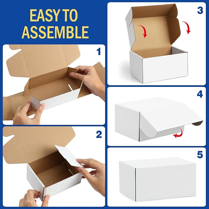 Shipping-Boxes-13x10x2 Inches: 25 Pack-Cardboard-Boxes-for-Packaging, White-Shipping-Boxes-for-Packing-Small-Business, Corrugated Box Mailers for Book Shoes Gift Mailing