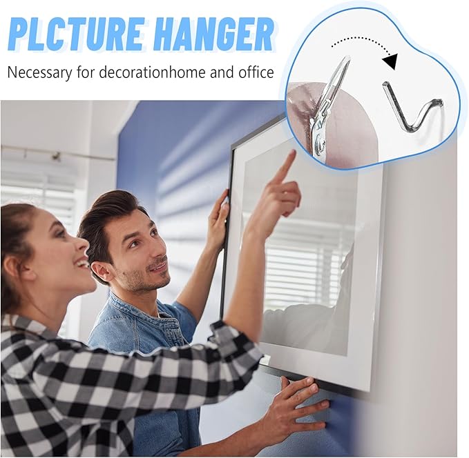 30pcs Black Super Hook Picture Hangers and Office Pack, Drywall Hooks for Hanging Pictures, Wall Hooks, Picture Hangers, Picture Hanging Kit，Hang Art, Clock, Shelves, Mirrors
