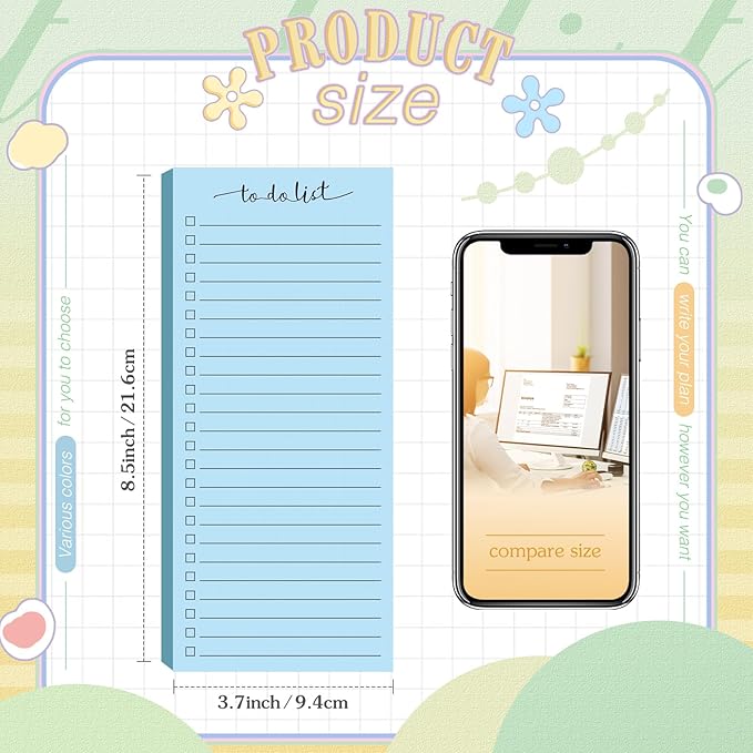 Censen 10 Pack 500 Sheets To Do List Notes Daily Checklist Notepads with 50 Sheets Each Undated Color Memo Pad Block Shopping List Pad Weekly Plan Notepad Organizer Planners(Bright Color,Lined)