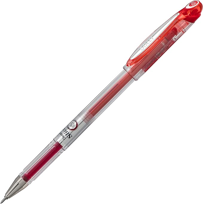 Pentel Arts Slicci 0.25 mm Extra Fine Gel Pen, Red Ink, Box of 12 (BG202-B)
