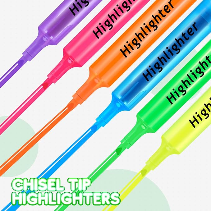Qilery 72 Pack Highlighters Bulk, Tank Style Chisel Tip Highlighters Markers Quick Drying for Kids and Adult Coloring, Classroom Home Office School Supplies (Green)