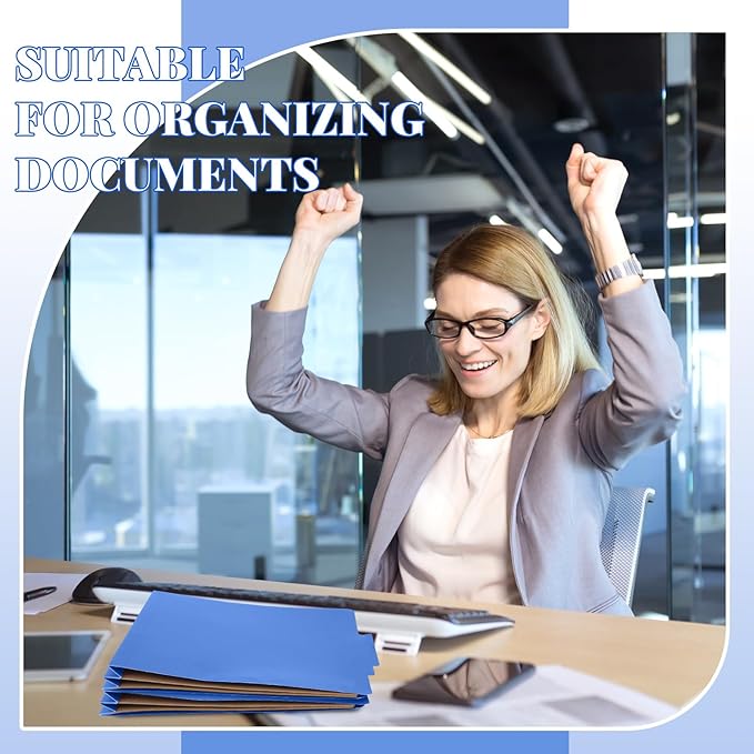 Skyygemm 24 Pcs Classification Folders Letter Size, 2 Pocket Dividers Pressboard File Folder with Fasteners, Expanding File Organizer Bulk for Teachers, Clergy, Office, Church, Christmas (Dark Blue)