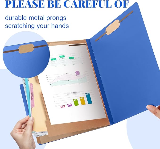 Skyygemm 24 Pcs Classification Folders Letter Size, 2 Pocket Dividers Pressboard File Folder with Fasteners, Expanding File Organizer Bulk for Teachers, Clergy, Office, Church, Christmas (Dark Blue)