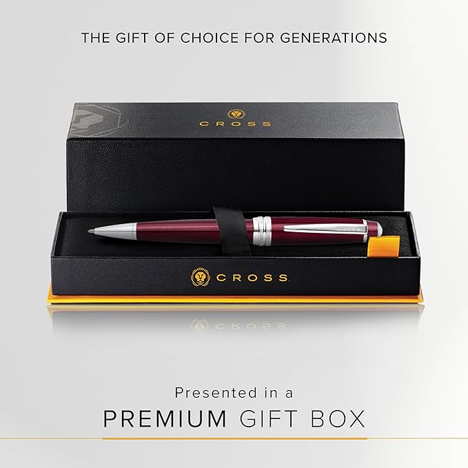 Cross Bailey Refillable Ballpoint Pen Presented in a Premium Gift Box - Medium Point, Black Ink, Red