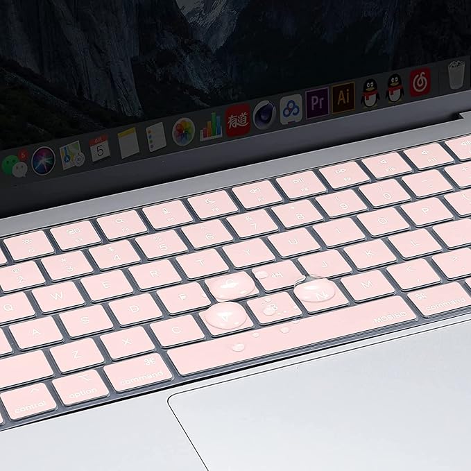MOSISO Keyboard Cover Skin Compatible with MacBook Air 15 inch M3 A3114 M2 A2941/Air 13.6 A3113 A2681/Pro 14/16 M4 M3 M2 M1, Chalk Pink