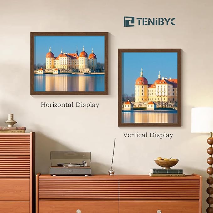 16x20 Frame 4 Pack - Brown, HD Tempered Glass, Natural Wood Picture Frame, Display 16 x 20 Photos or Posters, Vertical & Horizontal Wall Hanging