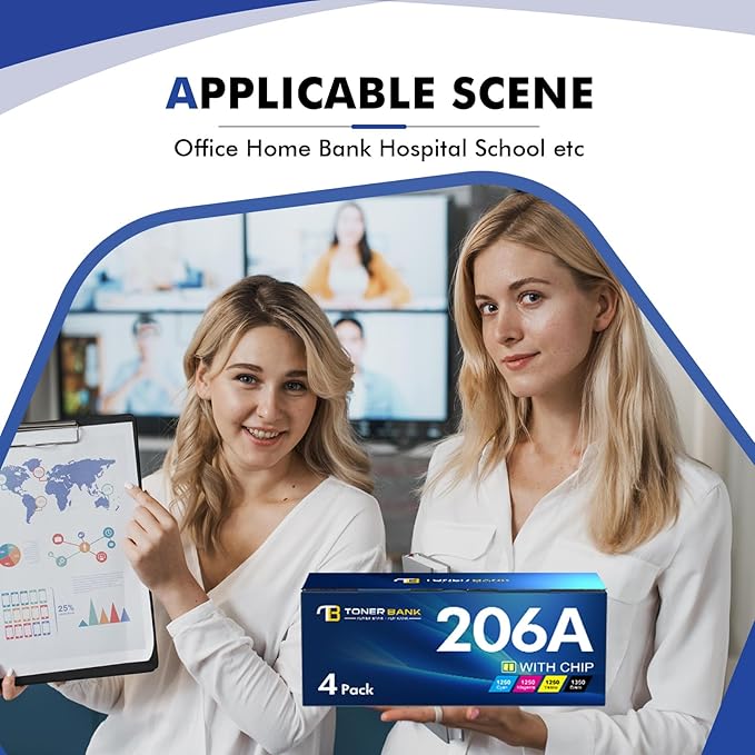 206A Toner Cartridges 4 Pack M283fdw M283cdw Set Compatible Replacement for HP 206A 206X Color Laserjet Pro MFP M283cdw M255dw M283 M255 Printer High Yield Ink (with Chip) (Black Cyan Yellow Magenta)