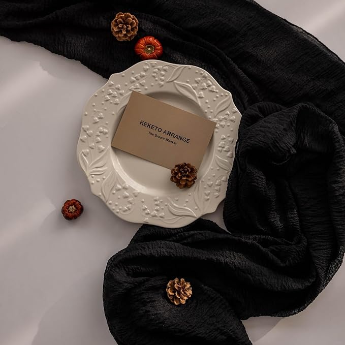 Black Table Runner Cheesecloth Gauze Rustic Premium Cotton Cheese Cloth Table Decor 120 Inch 10 FT for Wedding Bridal Baby Shower Long Sheer Boho Home Decorations