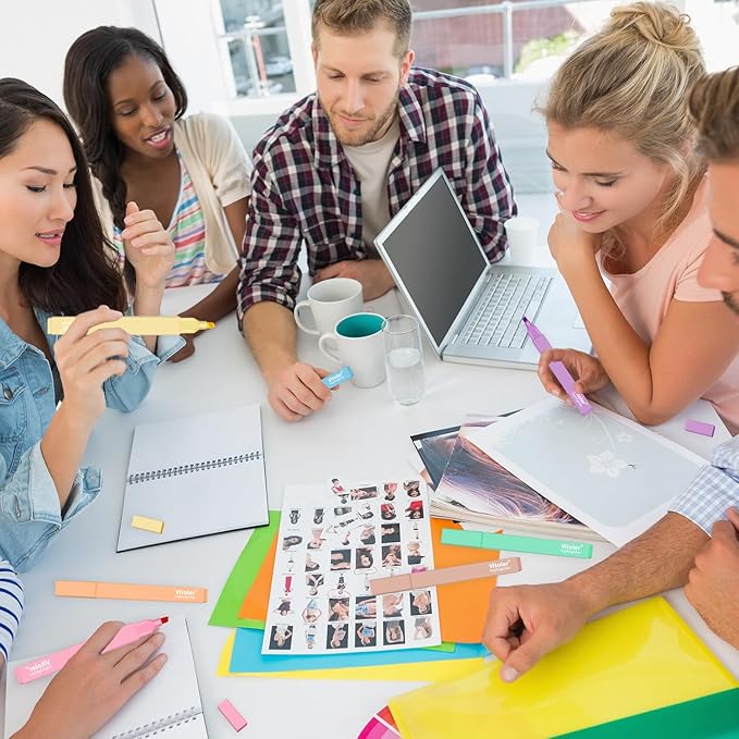 Vitoler 10Pcs Aesthetic Highlighters, Chisel Tip Marker Pens,Assorted Color Candy Highlighters,No Bleed Bible Highlighter,Cute Pastel Highlighter for Journaling Planner Notes School Supplies