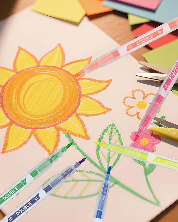 24PCS Pastel Highlighters Pens Set, Double-Ended Colourful Highlighters,Broad and Fine Point Tips, Highlighter Marker Pens for Writing Drawing Office School Supplies Stationery