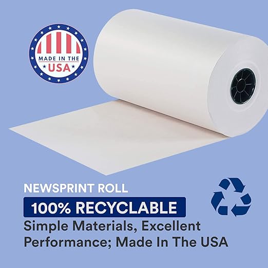 BOX USA Packing Paper Roll 1440'L x 15"W - 1,000 Sheets 17” Long Equivalent - Large White Newsprint for Shipping, Packaging, Storage and Moving Supplies