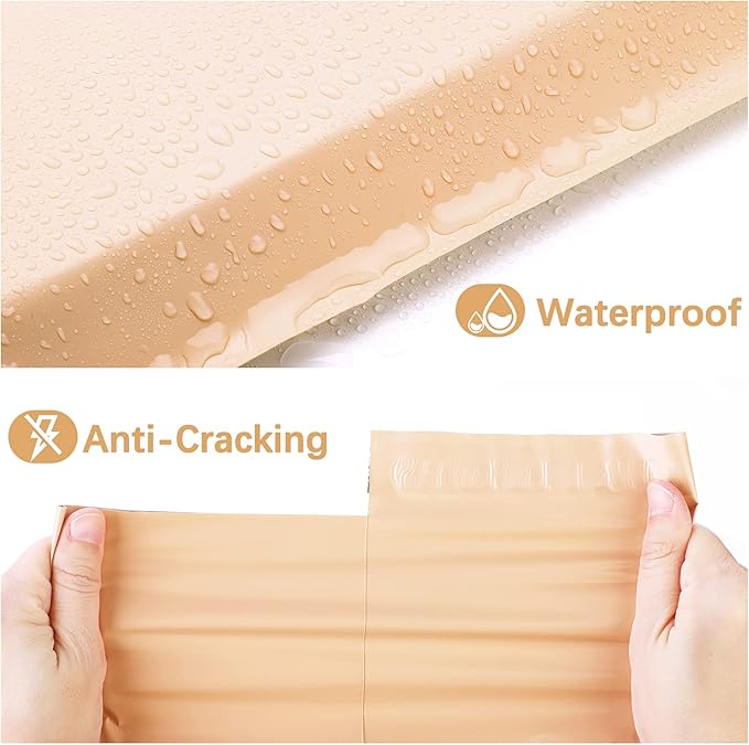 Metronic Poly Mailers 14.5x19 100 Pcs | Medium Size Shipping Bags for Clothes | Large Poly Mailer Bags, Shipping Envelopes, Mailing Bags for Small Business, Strong Adhensive Poly Bags Champagne