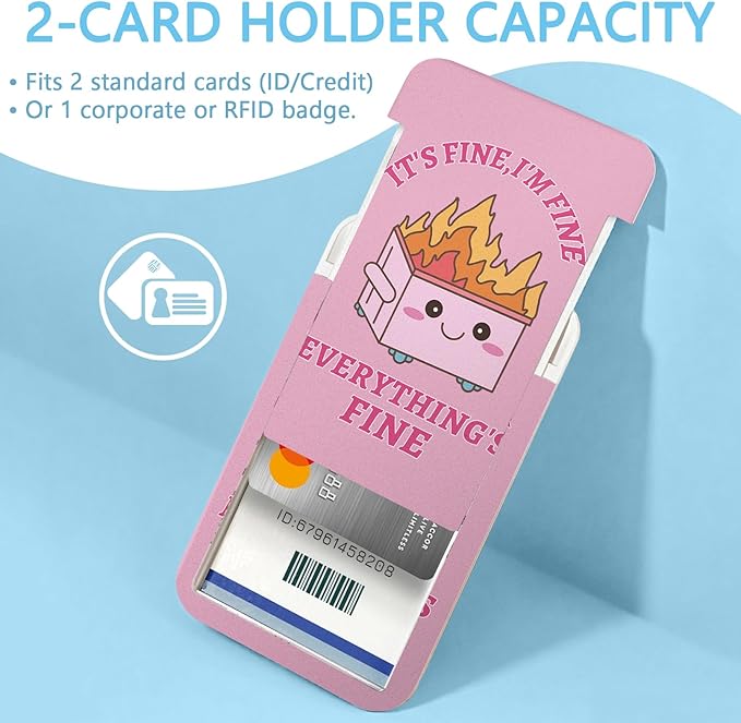 Gctriki ID Badge Holder with Lanyard, Dumpster on Fire Lanyard for Keys, Funny I'm Fine Retractable Badge Reel Clip, Teacher Lanyards for ID Badges Holder, Nurse Teacher Workers Women Office Gifts