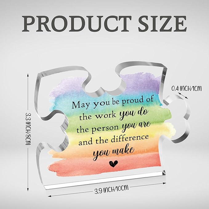 Thank You Gifts for Coworker Employee, Engraved Acrylic Block Heart Puzzle with Gift Box, May You Be Proud of the Work You Do Sign, Going Away Gift, 3.9 x 3.3 Inch Engraved Acrylic Keepsakes - PT13