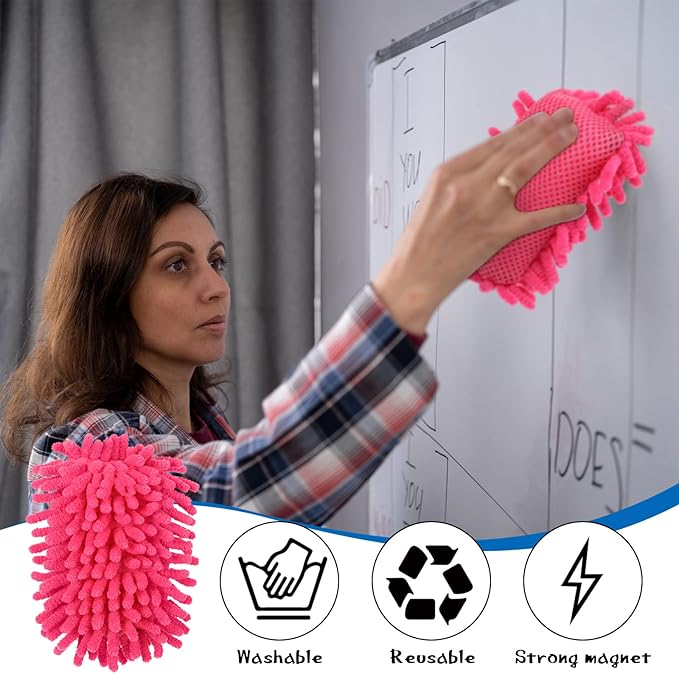 Sherr 24 Pcs Magnetic Whiteboard Eraser School Dry Erase Erasers Microfiber Shag Washable White Board Eraser for Chalk Classroom Home Office (Multicolor)