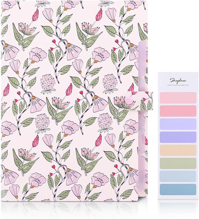 SKYDUE Expanding File Folder with 5 Pockets, Accordion File Organizer,Portable Receipt Paper Documents Organizer,Letter Size Filing Folder School Office Supplies,Light Purple