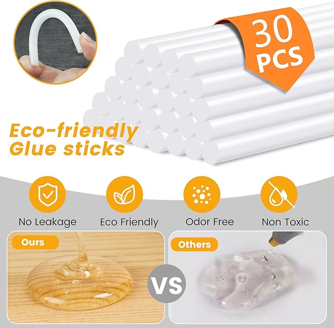 MULWARK Rechargeable Cordless Hot Melt Glue Gun Fast Preheating Mini Glue Gun Kit with 30 Premium Glue Sticks, Nozzle Cap, and Wireless Design for Crafts, DIY Projects & Repairs