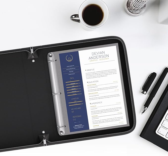 Fireproof 3 Ring Binder with Zipper, 2.5 Inch D Rings Hold up 650 Sheets of 8.5" x 11" (A4), Compatible with Clear Page Protectors, Built-in net and Pen Holder (1 Pcs, Black, 2.5")