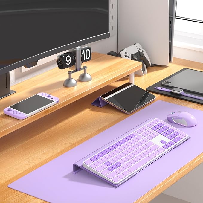 WINFFOR Comfortable Computer Keyboard Stand - Ergonomic Keyboard Riser Acrylic Tilted Keyboard Holder for Easy Typing&Working at Home Office - Fits All Keyboard Sizes - 17'' Wide (Purple)
