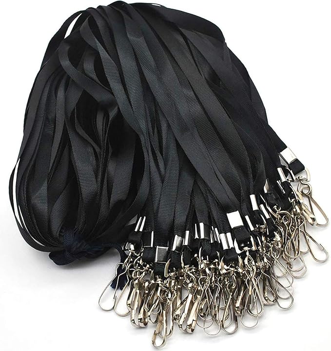 Beebel Lanyards 100 Pcs Lanyard for Id Badges Flat Lanyard with Badge Clip J-Hook